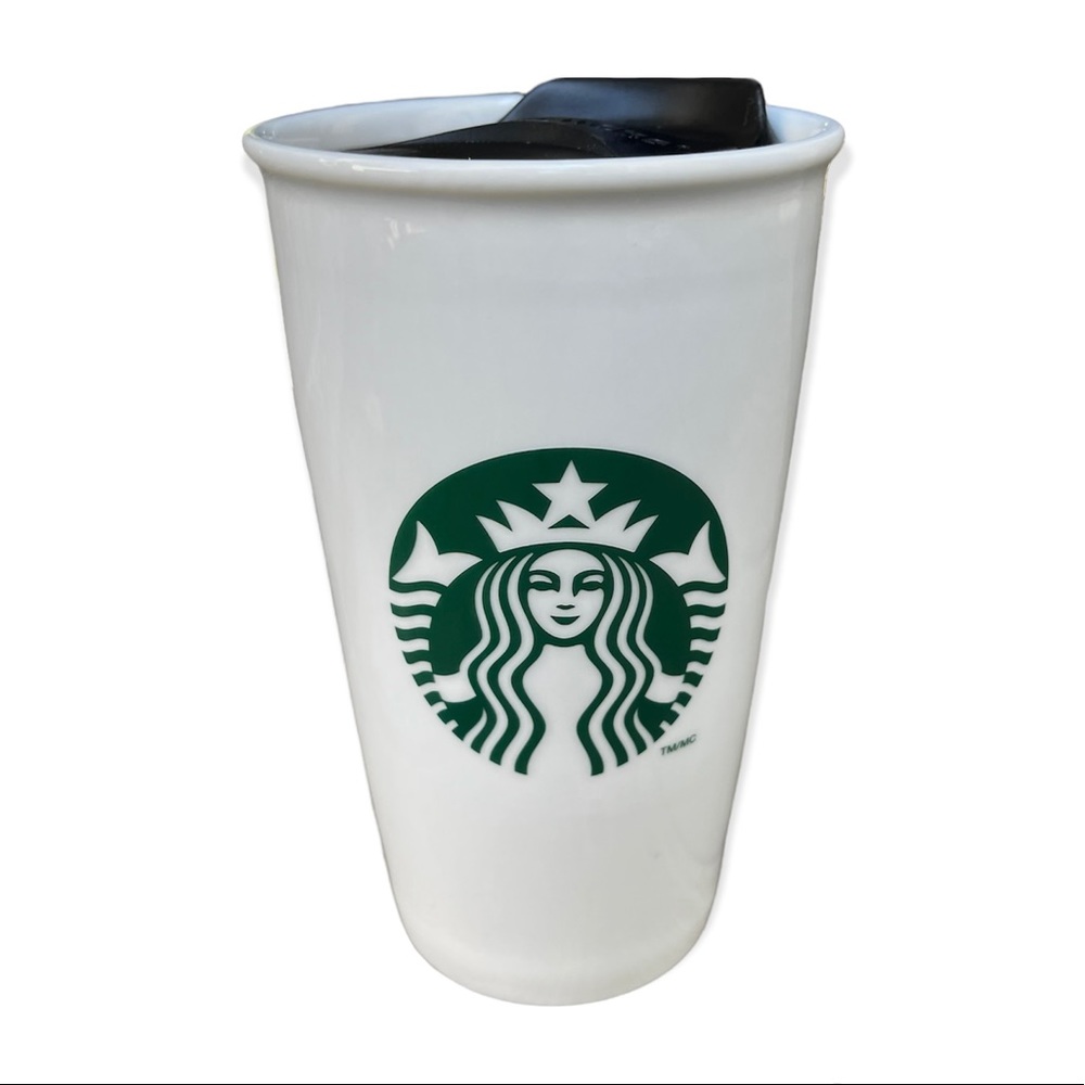 Starbucks 2011 Ceramic Travel Tumbler Mug With Lid 12 OZ